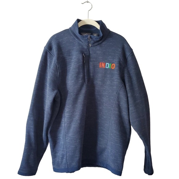 Eddie Bauer Men's Size L INDIO Embroidered Navy Blue 1/4 Quarter-Zip Pullover - Picture 1 of 12